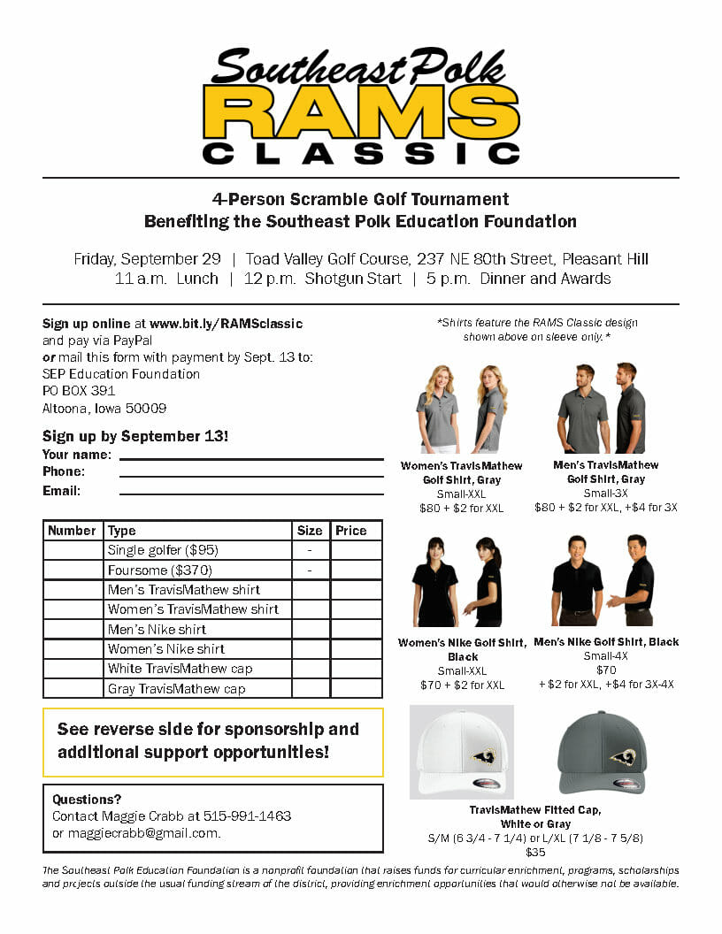 2023 Rams Classic Golf - Southeast Polk Community School DistrictSoutheast  Polk Community School District