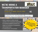 We're hiring a Transportation Manager 7.01.24